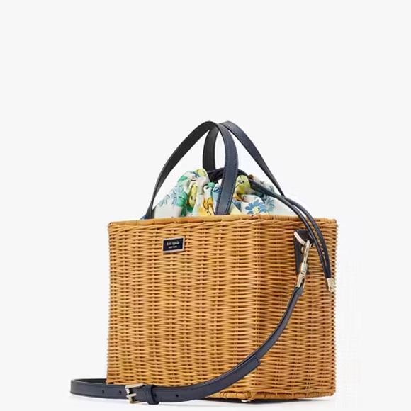 Kate Spade Sam Floral Medley Wicker Medium Satchel - Picture 3 of 8